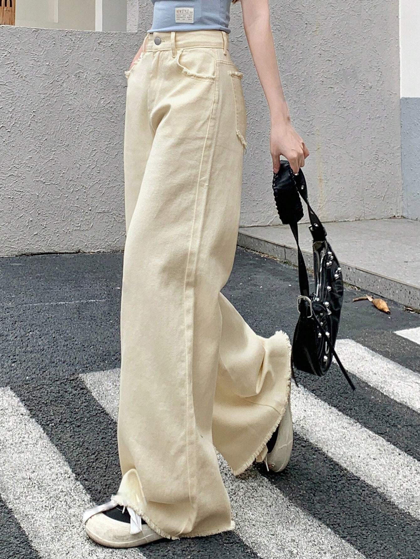 Pantalon Lilly Denim bota ancha beige