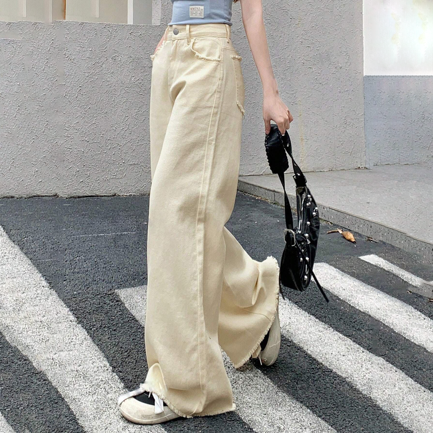 Pantalon Lilly Denim bota ancha beige
