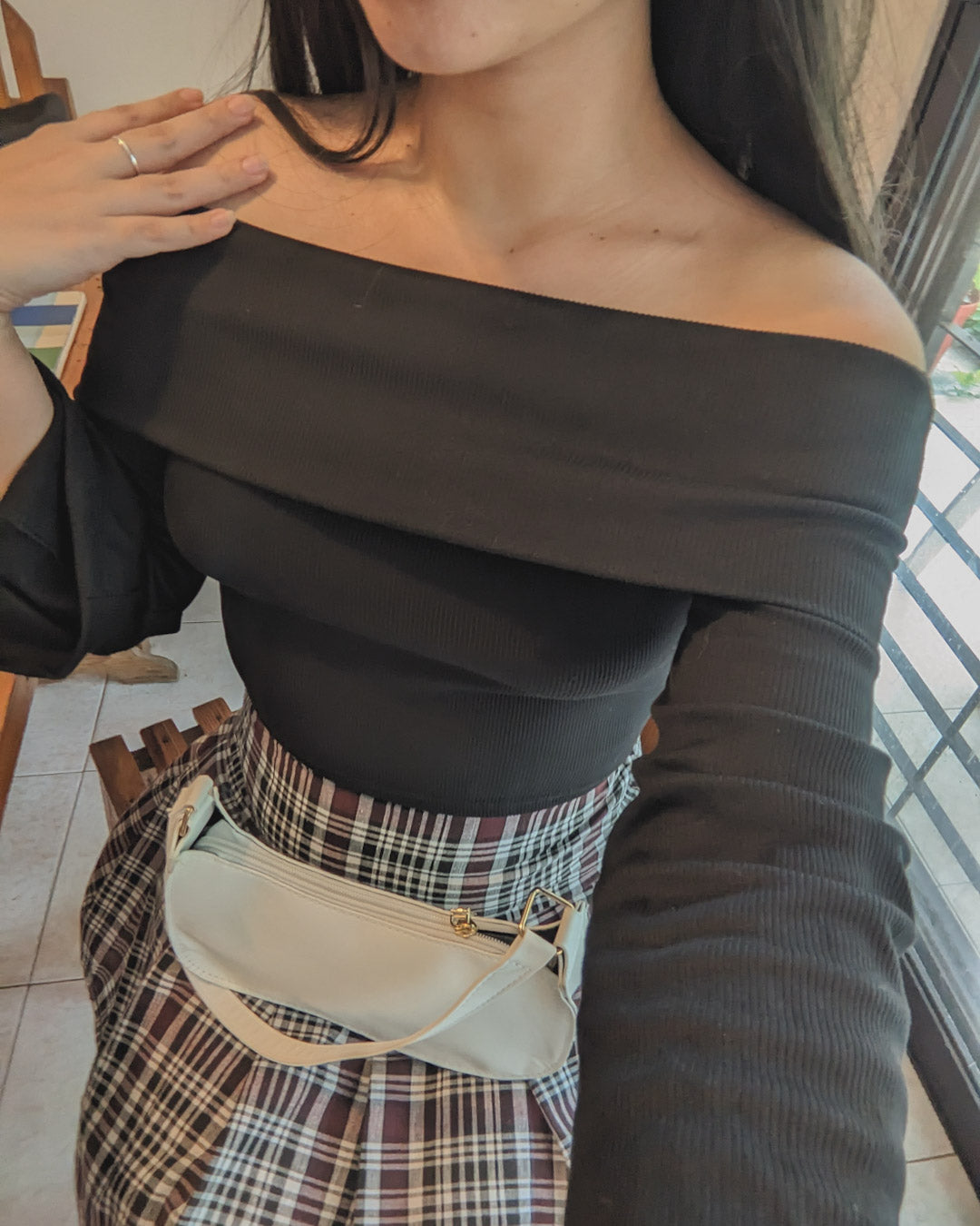 Top Blusa "Belle" Hombros Al Aire Manga Campana