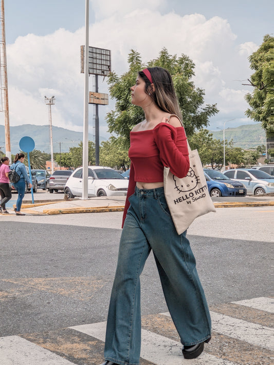 Top Blusa "Belle" Hombros Al Aire Manga Campana